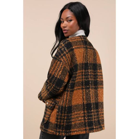 Native Youth Boucle Toggle Checked Jacket - Picture 4 of 8